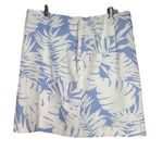 Talbots  Tropical Blue Leaf Seersucker Mini‎ Skirt Size 14 Hawaiian Resortwear Photo 3