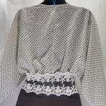 Papaya Chic White and Black Patterned With Lace & Tie Front Shrug Size Small Photo 2