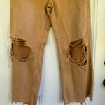Trendy Tan Distressed Cropped Jeans Size 29 Photo 3