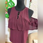 Iris basic  Burgundy Cold Shoulder Blouse Photo 2