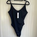 Calvin Klein NWT Black One Piece Swimsuit High Cut Cheeky Minimalist New Size L Photo 1