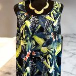 Halogen Womensize Medium sheer floral long tank Green Blue Tropical Vacation Top Photo 0