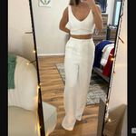 Lulus Pants L NWT Tweed Wide-Leg Chic and Sophisticated Ivory Textured Photo 12