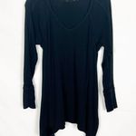 Style & Co Shark Bite Hem Ribbed Black Top Size M Size M Photo 0