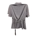 Monteau Women's Black and White Pebbled Faux Wrap Flutter Sleeve Blouse Size L Photo 1