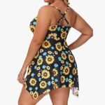 Hanna Nikole Womens Swimsuit Dress Sunflower Print Asymmetrical Hem Blue Yellow Size 18W Photo 13