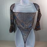 Beautiful XL Butterfly Spotted Animal Print Mesh Bodysuit Lingerie Blue Photo 4