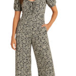 Boden, Women, Black White Paisley Puff Sleeve Wide Leg Jumpsuit Sz 6P Boho Chic Photo 0