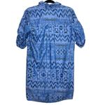 Chelsea & Theodore Aztec Chambray Tencel Shift Shirt Dress Womens Medium Blue Photo 1