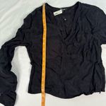 Madewell  Brushed Ruched-Front Top Black Size 00 Retro Casual Long Sleeve V Neck Photo 5