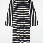 COS  Striped Knit Polo‎ Maxi Dress Size medium Black and White Photo 0
