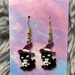 Handmade earrings black cat purple hat Photo 0