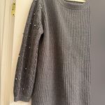 Lane Bryant  Grey Metallic Beaded Knit Crochet Style Sleeve Sweater - size 14/16 Photo 3