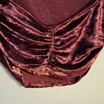 Free People  Crop Top Velvet Burgundy Short Sleeve Open Back Ruched Soft Casual Photo 3
