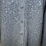 Talbots  Sequin Cardigan Sweater Lambswool Business Casual Career Church Gray Tan Photo 2