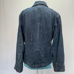 Christopher & Banks Denim Embroidered Flower Button Front Jean Jacket Blazer by  Photo 11
