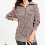 Lou & grey 100% cotton brown ribbed quarter zip knit polo long line sweater XLโโ Photo 15
