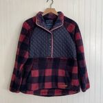 Simply Southern  Quilted Sherpa Fleece 1/4 Snap Henley Plaid Pullover Size S Photo 0