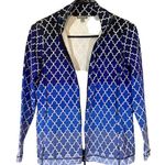 Talbots T By Blue Diamond Print Long Sleeve Jacket Women Sz S Photo 6