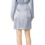 Nanushka Siwa Dress Wrap Long Sleeve Satin Light Blue Size Medium Photo 2