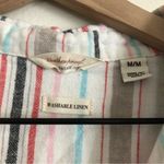 Weatherproof Vintage Washable Linen Sleeveless Stripe Button Up Shirt Blouse Top Photo 1