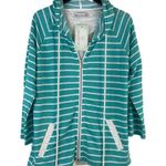 Keren Hart NEW Jade & White Full Zip Striped Hoodie with Back Lace Inlay Size M Green Size M Photo 2