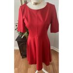 Black Swan Women Red Dress M Exposed Zipper Fit & Flare Short Sleeve Preppy Photo 3