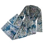 Free People NWT  Delphine in Navy Blue Floral Velvet Jumpsuit XS $178 Photo 5