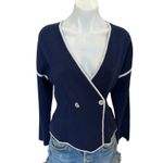 Derek Lam  Blue Cardigan Sweater MEDIUM Preppy Blazer Career Work Designer $425 Photo 7