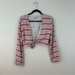 Lovers + Friends  Striped I Think I Love You Tie Front Cropped Top Size Medium Photo 1