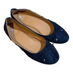 White Mountain  Navy Blue Suede Bow Ballet Flats Women's Size 11 Photo 0