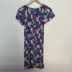 Talbots  NWT Floral Short Sleeve Midi Dress Blue Pink Lightweight Summer Dress XS Photo 4