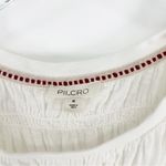 Anthropologie Pilcro The Tabby Smocked T-Shirt M White Photo 5
