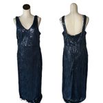 R & M Richards NWOT  1661 Long Formal Sequin Fringe Dress In Gunmetal Photo 8