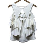 Trina Turk Womens Top Sz XS Ruffle Cut Out Cold Shoulder Sleeve White V-Neck Photo 1