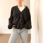 Bill Blass  Navy Blue Textured Button-Up Cardigan Sweater Photo 1