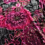 Massini Vintage Velvet Romantic Floral Mock Neck Mandarin Collar Top Women's L Photo 7