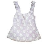 y2k vtg. Lilac floral lace baby doll tank top blouse small. Purple Photo 7