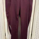 Members Mark Burgundy Work It Out Leggings Side Pockets Athletic Tights Size S Purple Photo 0