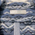 Sabatini White Chevron Jacquard Bolero Jacket Blue Silk Blend Geometric Sz Small Blue Photo 4