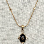 Black Signet Necklace with Spaced Bead Chain Photo 0