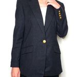 Vintage Blazer Talbots Size 10 Gray Wool Gold Buttons Equestrian Academia Long Photo 0