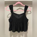 Lotus & Lavender Cropped Black Babydoll Cami Smocked Tank Top Photo 5