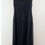 Vintage JS Collections Metallic Fringe Hem Lace Maxi Slip Dress Black 12 Size 8 Photo 11