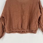 Bella Dahl Linen Tie Front Peasant Top Terracotta Brown Size M Photo 12