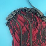 Gothic Coquette Black + Red High Detail Floral Lacey Corset Top Women's Size M Size M Photo 2