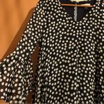 Calvin Klein Ruffle Sleeve Polka Dots Mini Dress Cream Blue White NWT Size 10 Photo 3