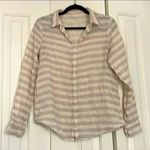 Anthropologie Cream & Pink Horizontal Striped Long Sleeve Button Up Photo 0