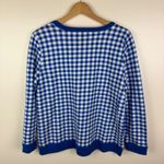 Talbots  Blue Gingham Crewneck Sweatshirt Size LP Preppy Fleece Lined Comfy Cozy Photo 4