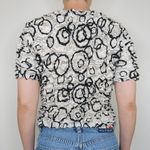 Vintage 90s Black & White Abstract Bubble Popcorn Shirt Size M Photo 2